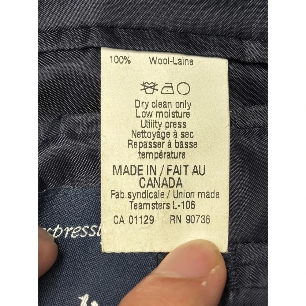 Ralph Lauren Mens 42L Wool Blazer Navy Blue Glen Plaid Sport Coat Made in Canada